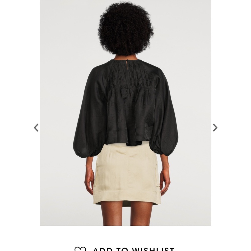Shona Joy Black Smocked Cropped Balloon-Sleeve Top - Picture 2 of 8